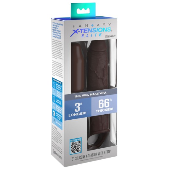 GUAINA E PROLUNGA 2 IN 1 PER PENE SUPER REALISTICA CON ANELLO PER I TESTICOLI 24 CM X-TENSIONS