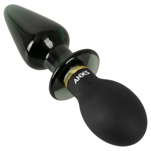 DOPPIO PLUG ANALE SEX TOY IN VETRO E SILICONE VIBRANTE RICARICABILE ANOS