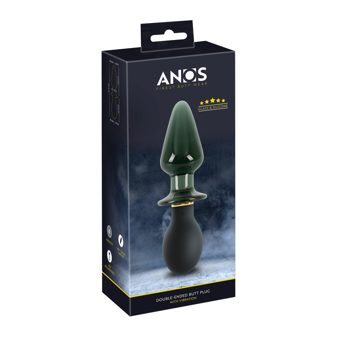 DOPPIO PLUG ANALE SEX TOY IN VETRO E SILICONE...