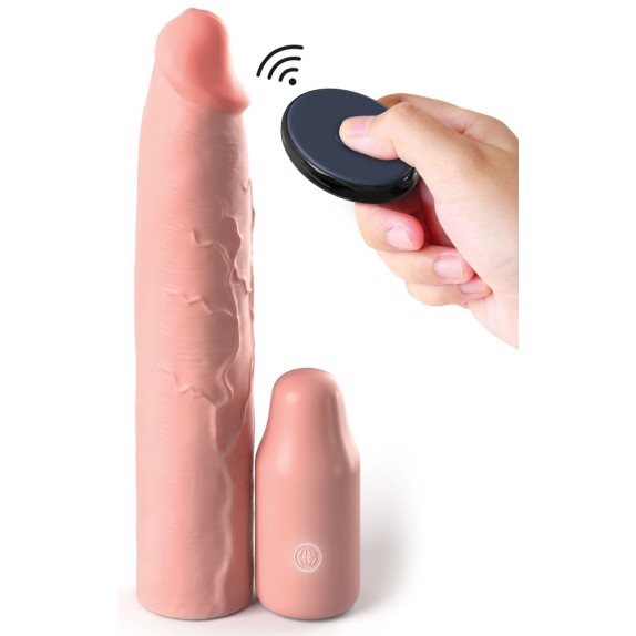 PROLUNGA GUAINA VIBRANTE PER UOMO DA INDOSSARE SUL PENE CON RIDUTTORE RIGIDO E TELECOMANDO WIRELESS