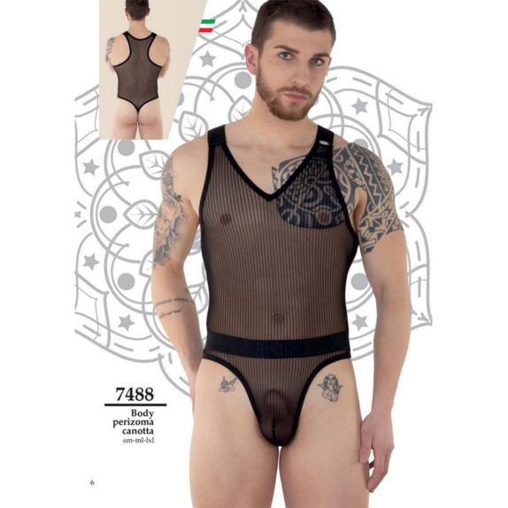 copy of BODY A PERIZOMA SEXY PER UOMO CON TRAMA A STRISCE VERTICALI NERO EROS VENEZIANI