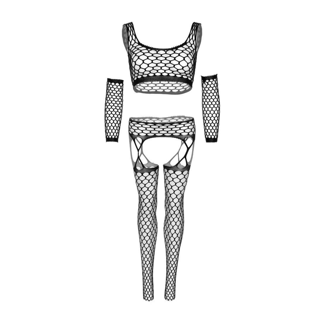 SET 3 PEZZI COMPLETO INTIMO SEXY DONNA A RETE...