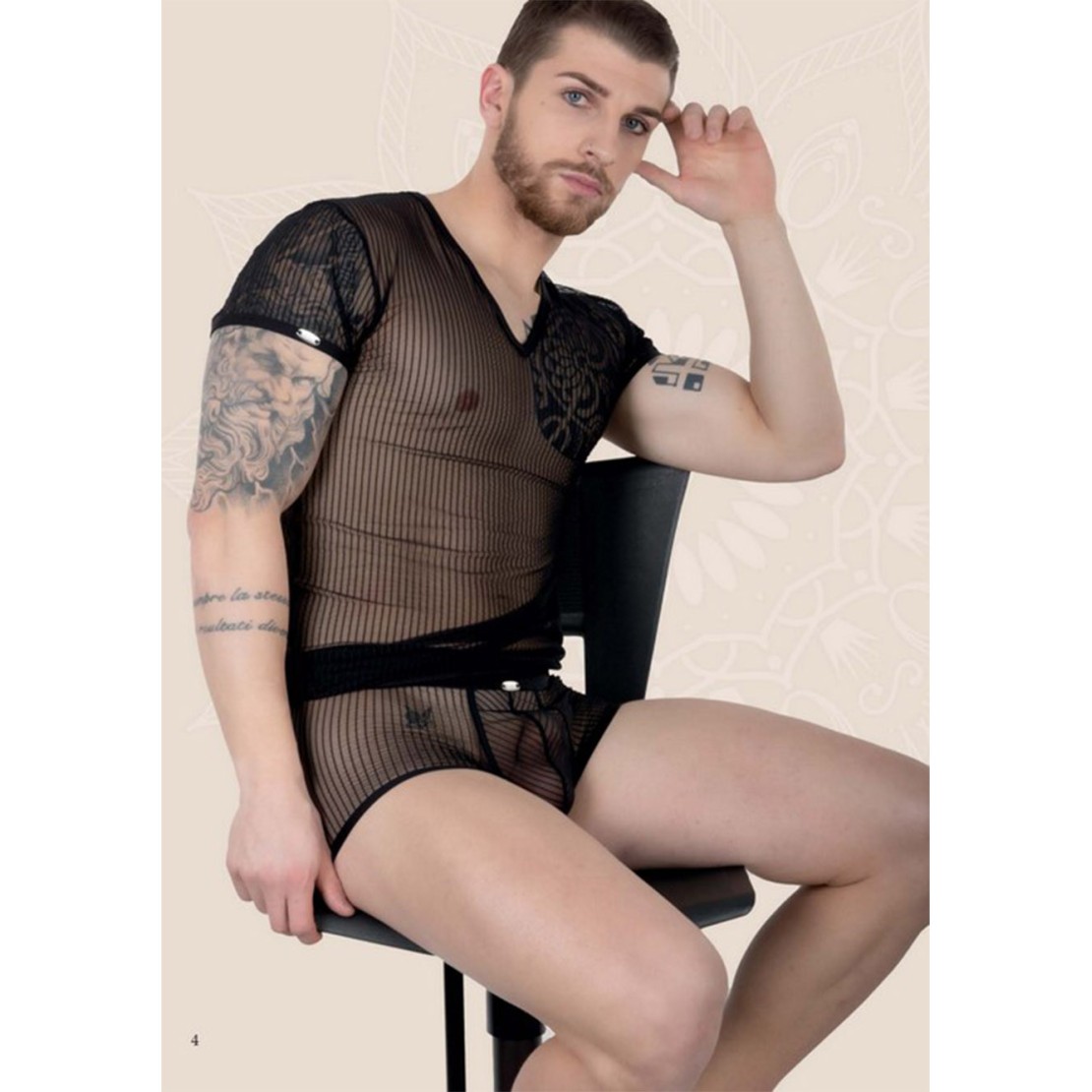 MAGLIETTA SEXY PER UOMO TRASPARENTE CON RIGHE...