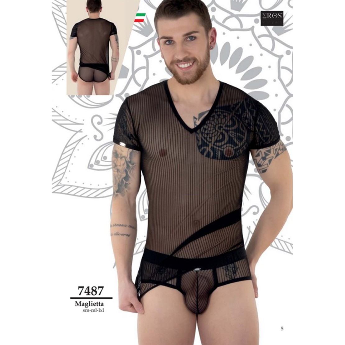 MAGLIETTA SEXY PER UOMO TRASPARENTE CON RIGHE...
