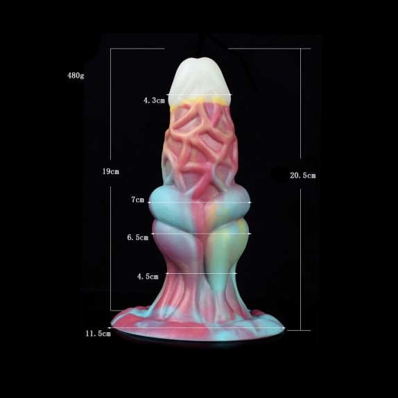 DILDO CHE SI ILLUMINA AL BUIO FALLO MORBIDO ED ELASTICO 20,5 CM CON RILIEVI E VENTOSA