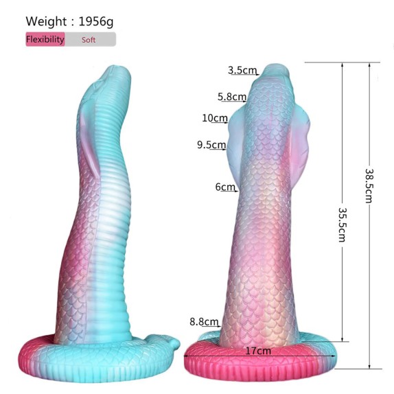 FALLO DILDO MORBIDO E FLESSIBILE COBRA SERPENTE COLORATO CON VENTOSA MONSTAR KIOTOS