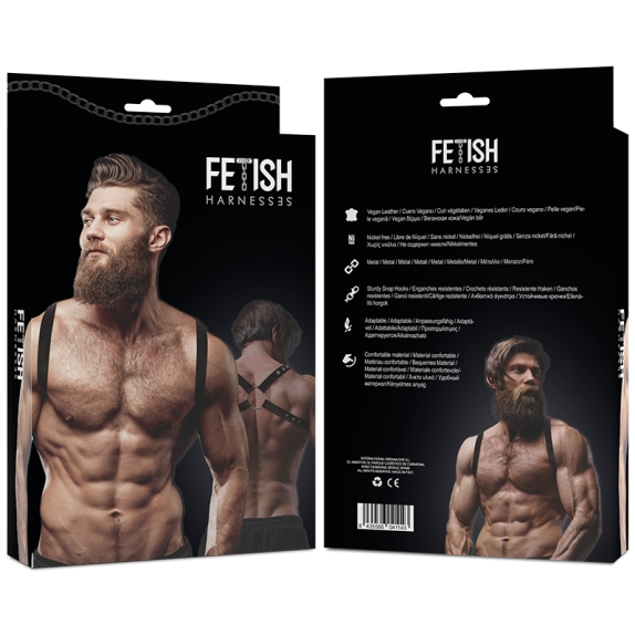 HARNESS SEXY PER UOMO IN PELLE VEGANA CON SPALLINE E INCROCIO SUL RETRO