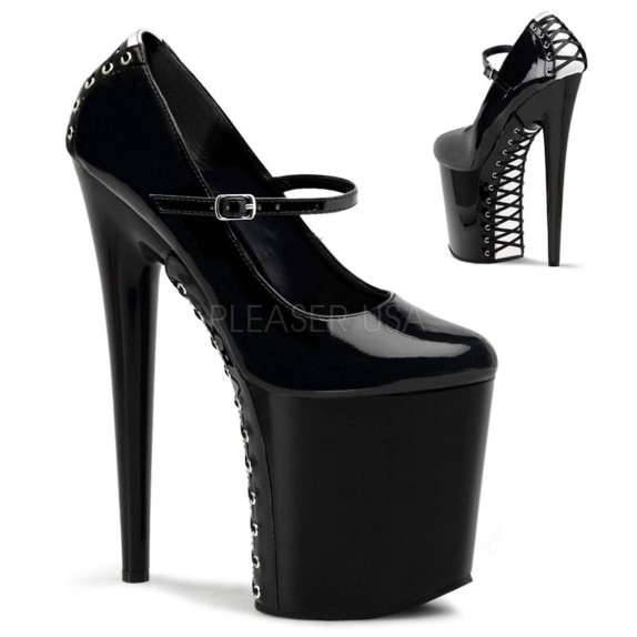 SCARPE TACCO 20 CON ZIG ZAG BIANCO E CINTURINO    