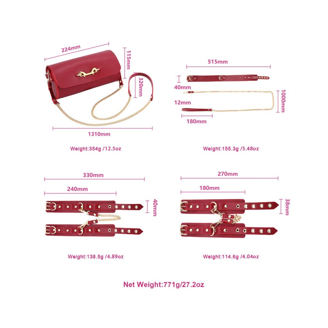 KIT DEL SADOMASO SEXY BORSA CON OGGETTI BDSM IN...
