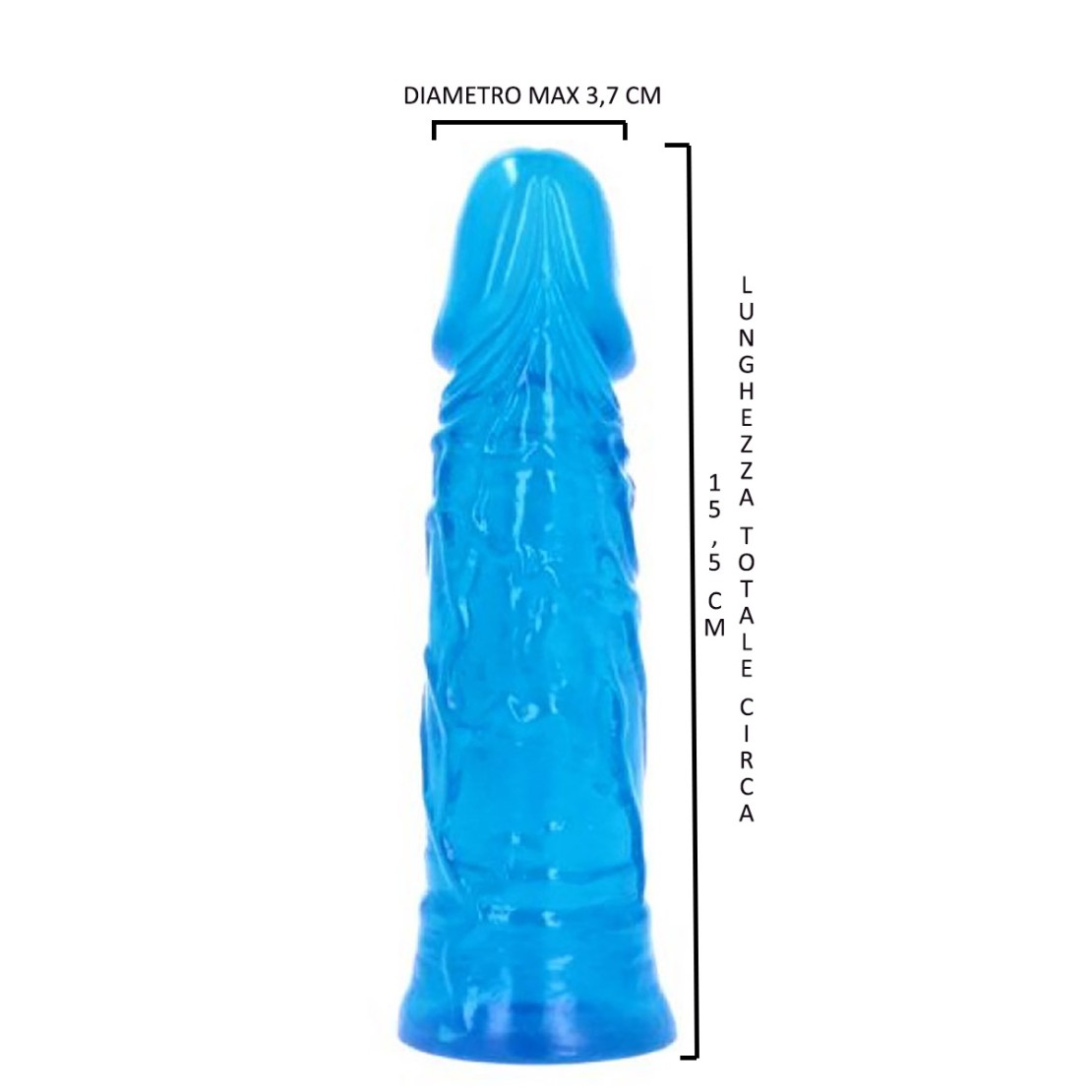 DILDO BLU TRASPARENTE CON VENATURE E VENTOSA...