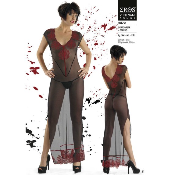 VESTAGLIA LUNGA TRASPARENTE SEXY PER DONNA EROS VENEZIANI
