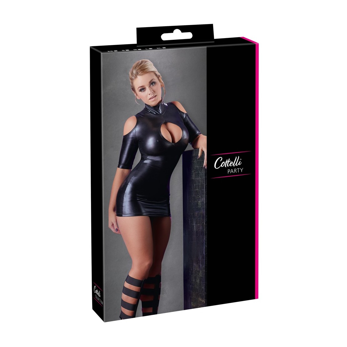 ABITO SEXY CORTO IN SPANDEX EFFETTO BAGNATO CON...