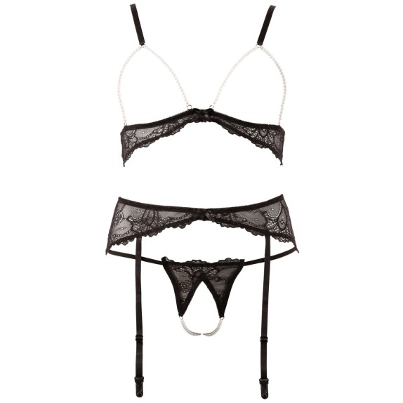 COMPLETO INTIMO APERTO SEXY CON REGGISENO REGGICALZE E PERIZOMA