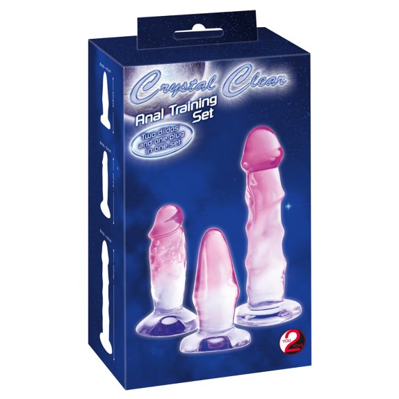 KIT 3 PEZZI FALLI E PLUG TRASPARENTI CON VENTOSA E FORME DIVERSE CRYSTAL CLEAR