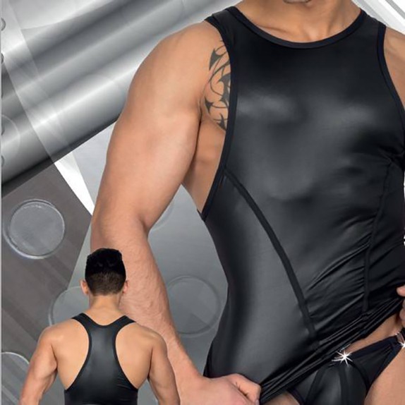 CANOTTA SEXY INTIMO MASCHILE IN SPANDEX NERA EROS VENEZIANI