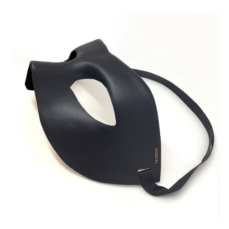 MASCHERA SEXY UNISEX NERA REGOLABILE IN ECOPELLE MASK DORCEL 2