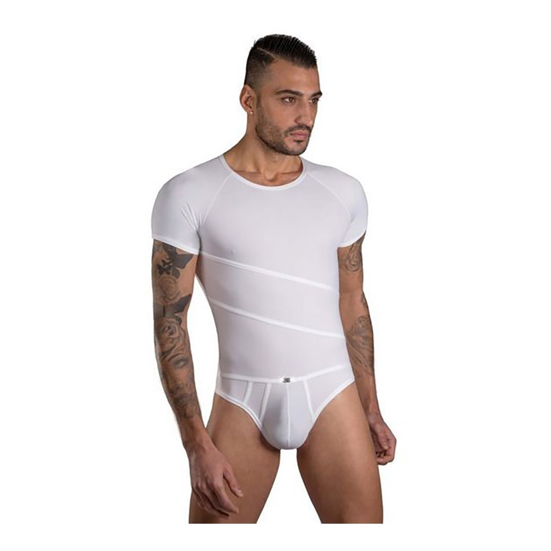 BODY BIANCO UOMO SEXY A MEZZA MANICA