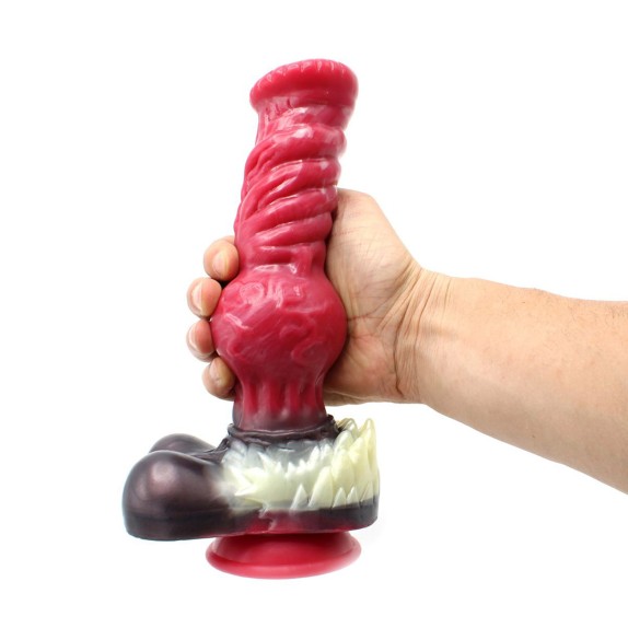 FALLO DILDO DI GRANDI DIMENSIONI CON TESTICOLI E VENTOSA E RILIEVI KIOTOS MONSTAR
