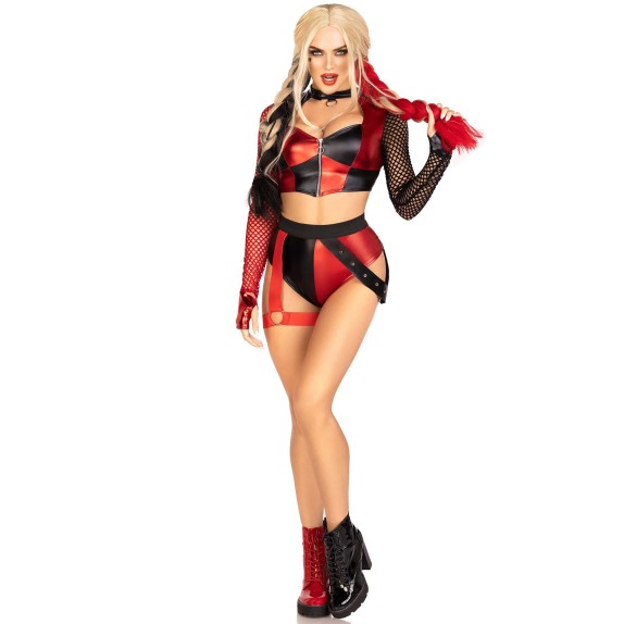 HARLEY QUINN COSTUME TRAVESTIMENTO CORTO HALLOWEEN SEXY PER DONNA LEG AVENUE