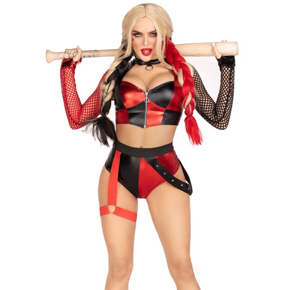 HARLEY QUINN COSTUME TRAVESTIMENTO CORTO HALLOWEEN SEXY PER DONNA LEG AVENUE