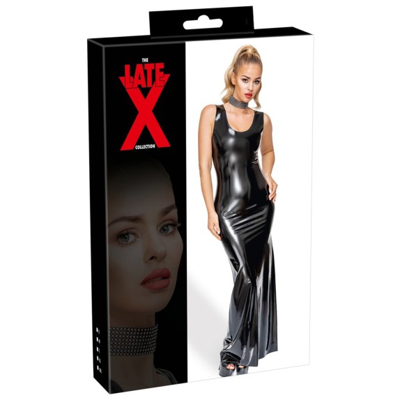LATEX VESTITO LUNGO SEXY PER DONNA SENZA MANICHE