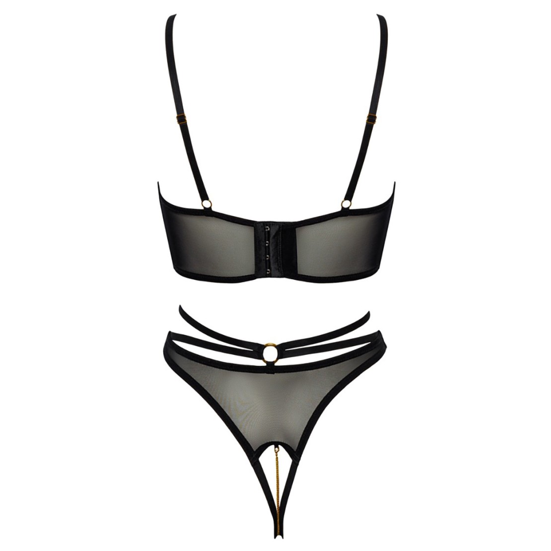COMPLETO INTIMO SEXY PER DONNA PIZZO NERO E ORO...