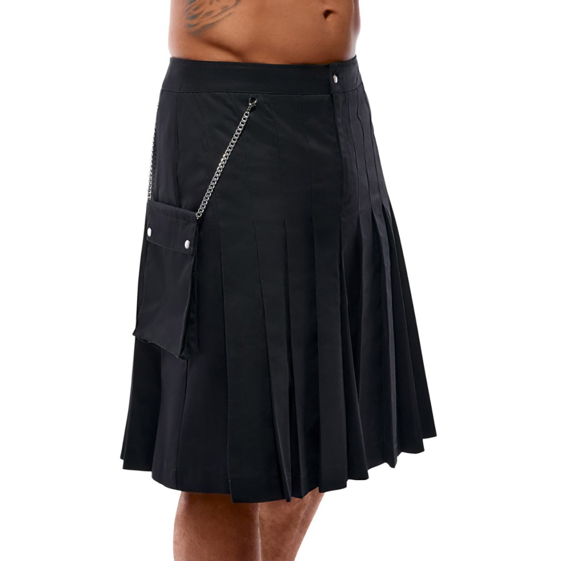KILT SCOZZESE NERO LUNGO PER UOMO CON TASCA E...