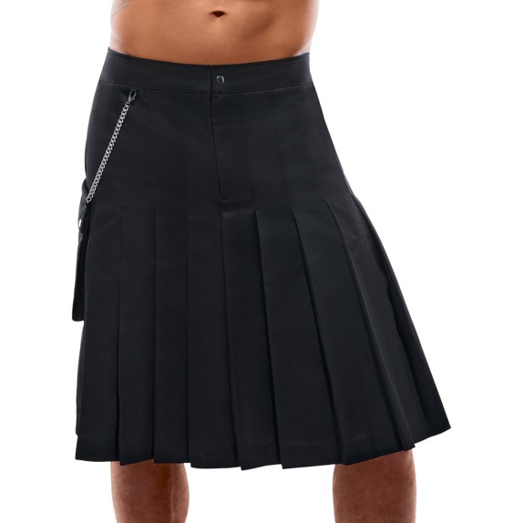 KILT SCOZZESE NERO LUNGO PER UOMO CON TASCA E CATENA SVENJOYMENT