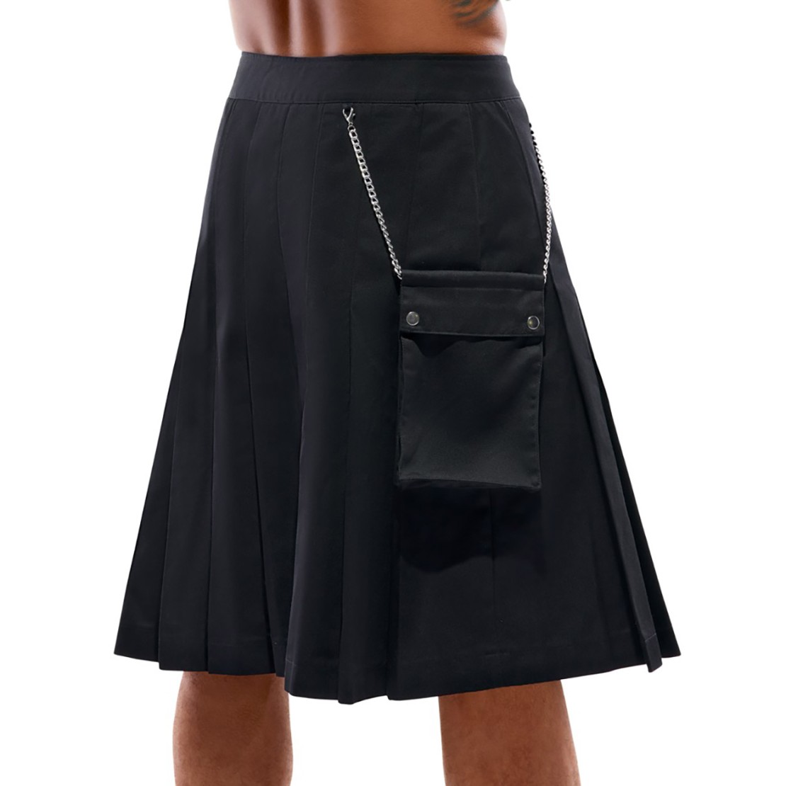 KILT SCOZZESE NERO LUNGO PER UOMO CON TASCA E...