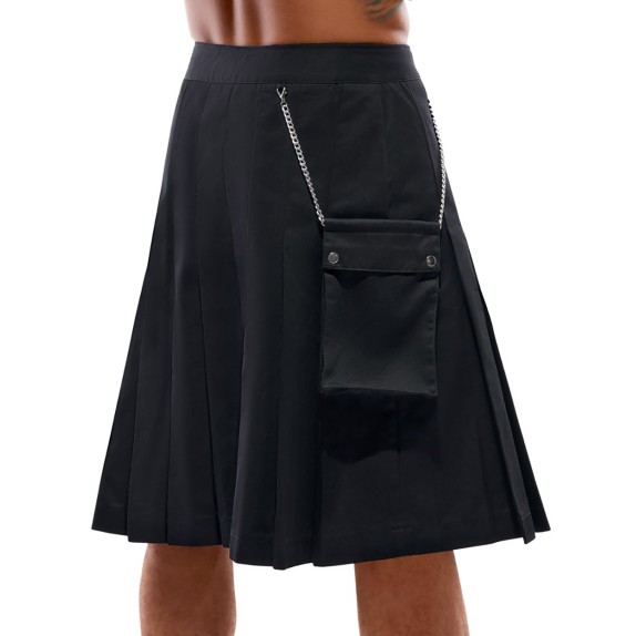 KILT SCOZZESE NERO LUNGO PER UOMO CON TASCA E CATENA SVENJOYMENT
