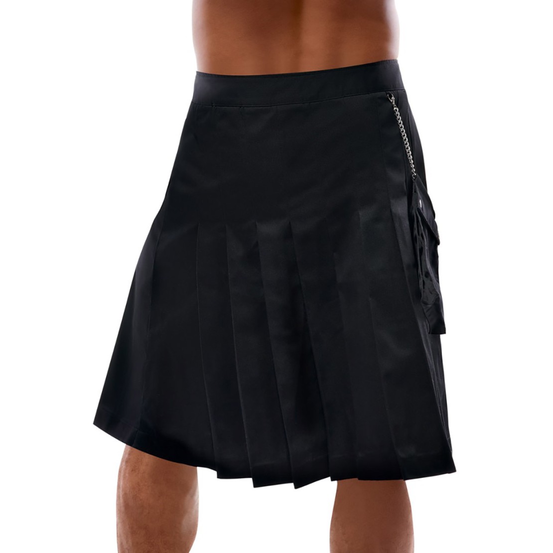 KILT SCOZZESE NERO LUNGO PER UOMO CON TASCA E...