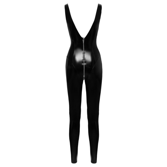 TUTA CATSUIT SEXY PER DONNA IN VINILE LUCIDO CON CERNIERA APRIBILE SUL CAVALLO