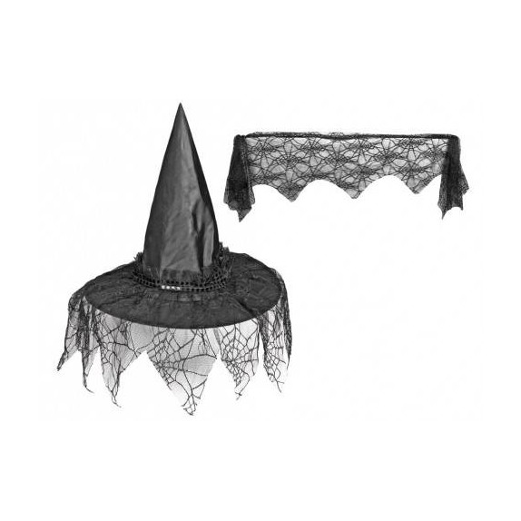 CAPPELLO DA STREGA SEXY CON RAGNATELE ACCESSORIO TRAVESTIMENTO HALLOWEEN