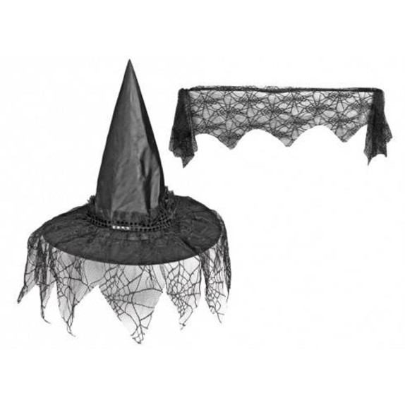 CAPPELLO DA STREGA SEXY CON RAGNATELE ACCESSORIO TRAVESTIMENTO HALLOWEEN