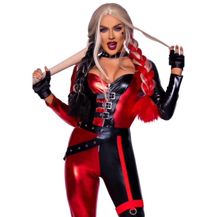 HALLOWEEN COSTUME SEXY DONNA HARLEY QUINN CATSUIT TUTA...