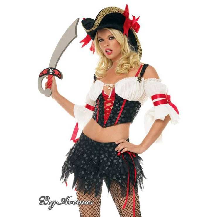 COSTUME TRAVESTIMENTO SEXY PER DONNA DA PIRATA SET 2 PEZZI