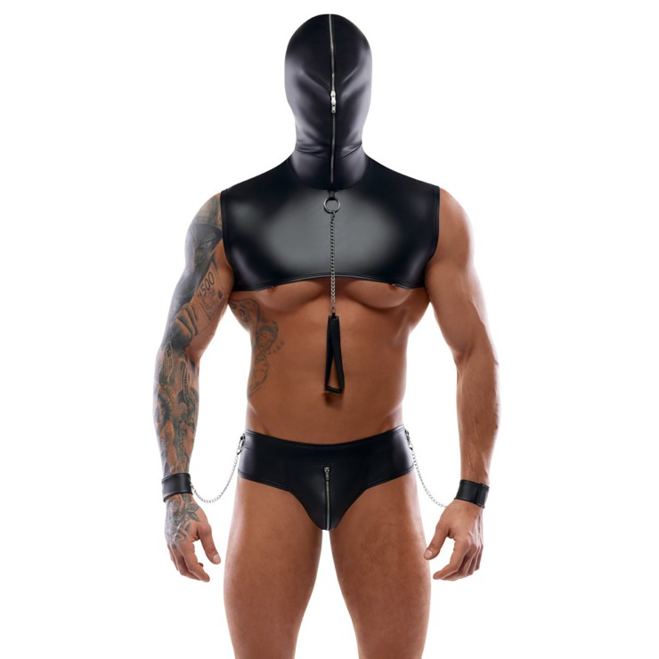 COMPLETO BONDAGE SEXY SET 4 PEZZI PER UOMO EFFETTO LUCIDO... 2