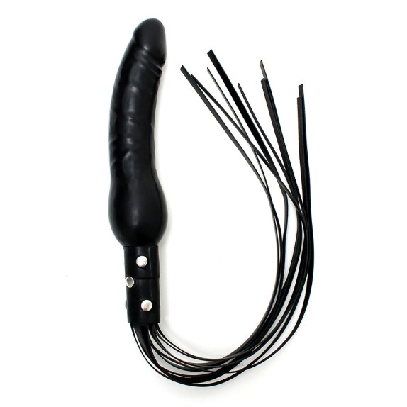 FRUSTA SEXY CON MANICO A DILDO IN LATEX E FRANGE IN PELLE RIMBA