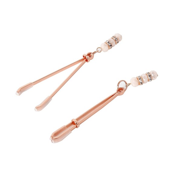 PINZETTE PER CAPEZZOLI SEXY IN ROSE GOLD CON CIONDOLO E STRASS