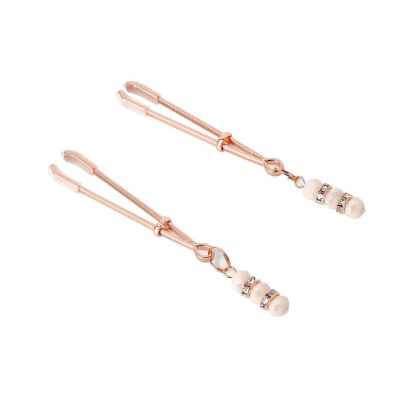 PINZETTE PER CAPEZZOLI SEXY IN ROSE GOLD CON CIONDOLO E STRASS