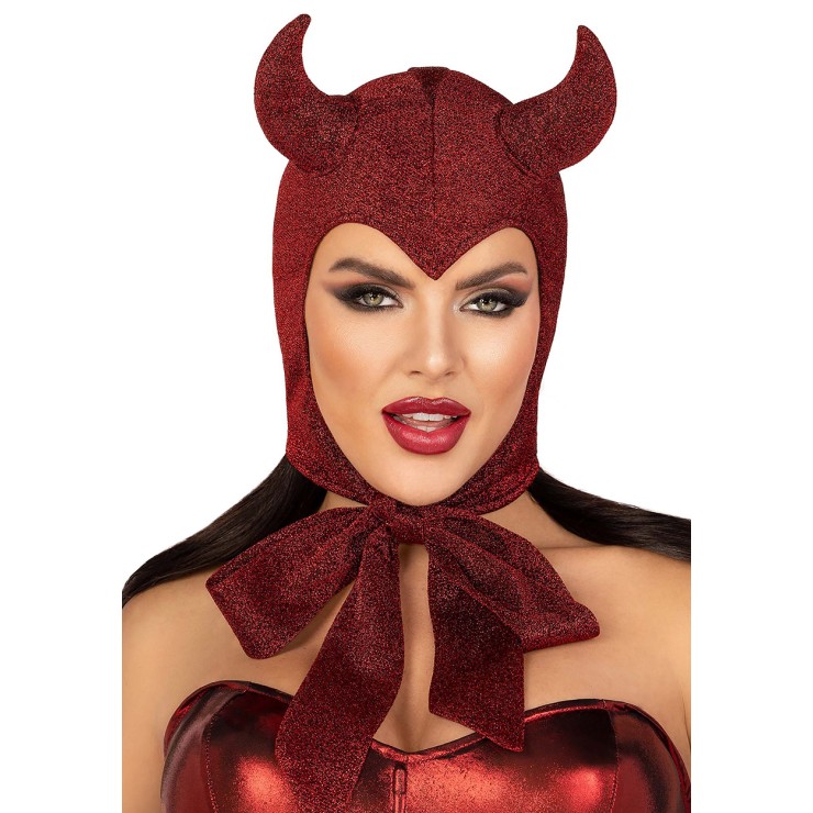 CAPPUCCIO DA DIAVOLETTO CON CORNA IN LUREX ROSSO BRILLANTE