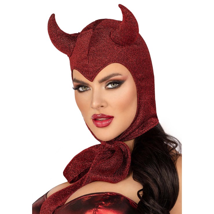 CAPPUCCIO DA DIAVOLETTO CON CORNA IN LUREX ROSSO BRILLANTE 2
