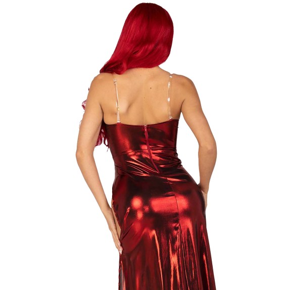COSTUME SEXY PER DONNA TRAVESTIMENTO DA JESSICA RABBIT SET 2 PEZZI ROSSO