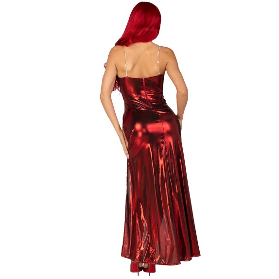 COSTUME SEXY PER DONNA TRAVESTIMENTO DA JESSICA RABBIT SET 2 PEZZI ROSSO