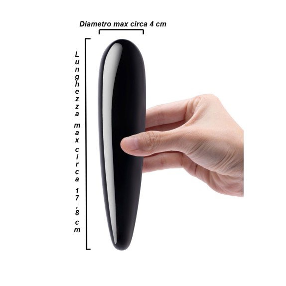 STIMOLATORE WAND IN OSSIDIANA NERO CON ANELLO IN SILICONE LE WAND