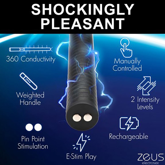 BASTONE PER ELETTROSTIMOLAZIONE SEX TOY RICARICABILE PER GIOCHI BDSM ZEUS