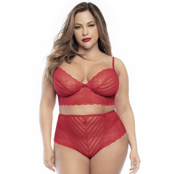 COMPLETO INTIMO PER DONNA IN TAGLIA GRANDE ROSSO 2 PEZZI...