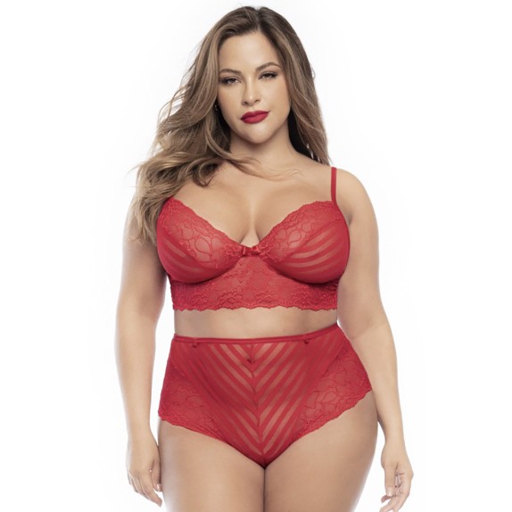 COMPLETO INTIMO PER DONNA IN TAGLIA GRANDE ROSSO 2 PEZZI MAPALE'