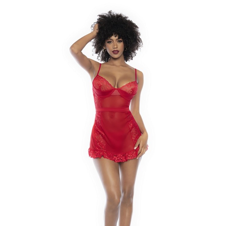 BABYDOLL ROSSO SEXY DA DONNA APERTO DIETRO CON STRING...