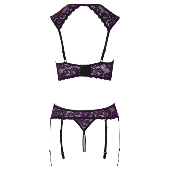 COMPLETO INTIMO SEXY PER DONNA 2 PEZZI CON REGGISENO APERTO CON PERLE COTTELLI